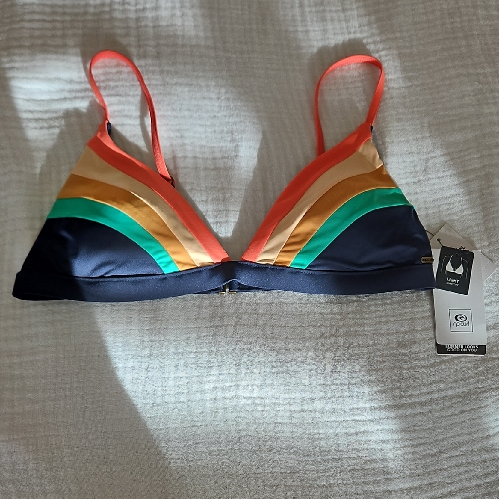 Rip Curl Orange and Yellow Bikini Top with Adjustable Straps